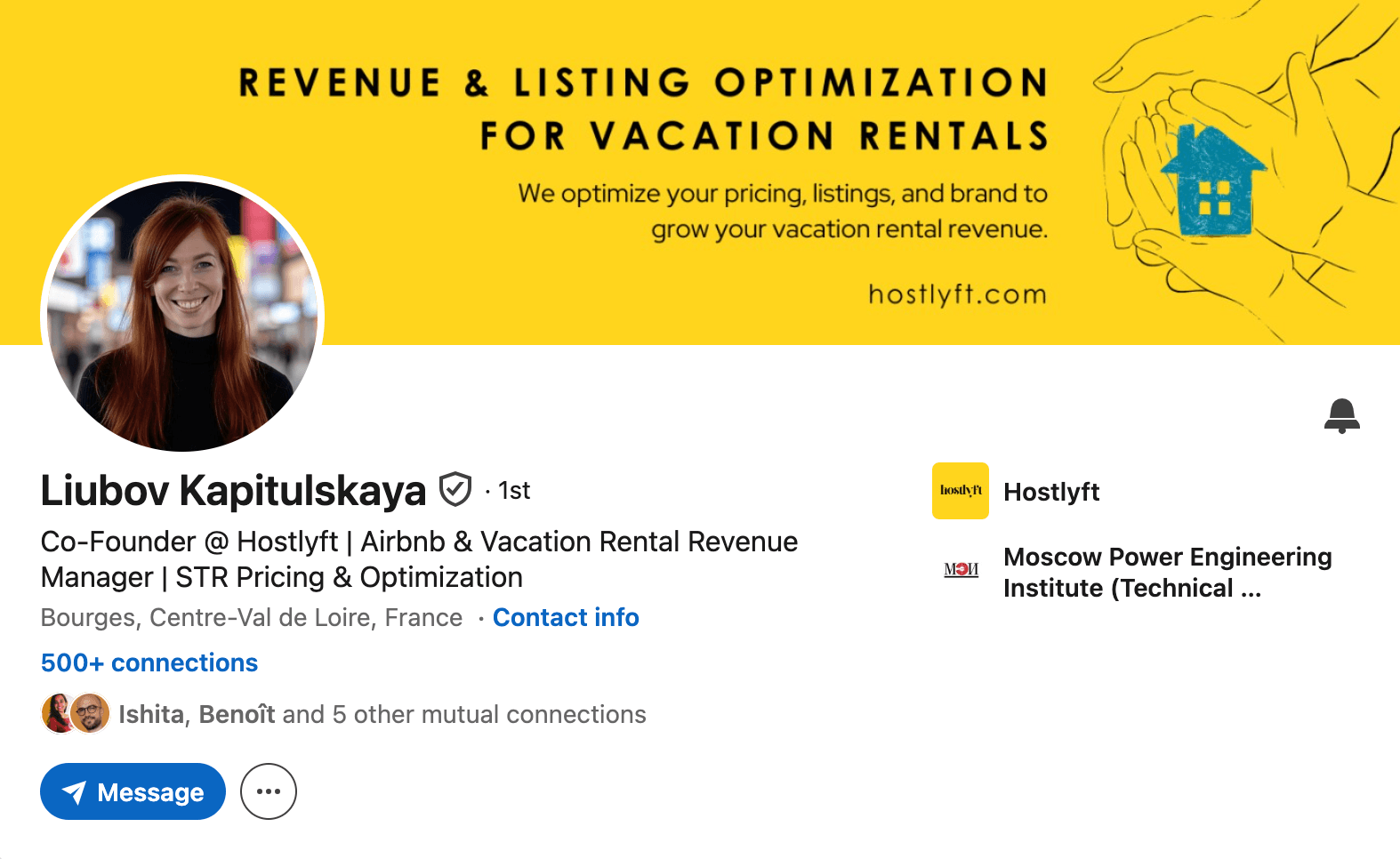 Profil LinkedIn optimisé d'Hostlyft