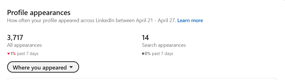 Profile appearances LinkedIn Hostlyft — 3 717 apparitions, 14 apparitions en recherche